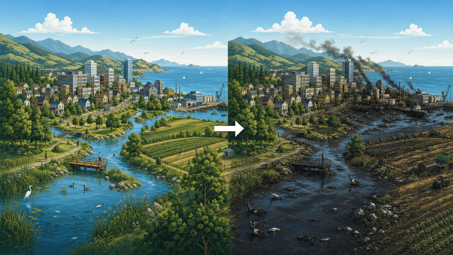 before and after pathway of Fuel Fires and Toxic Smoke