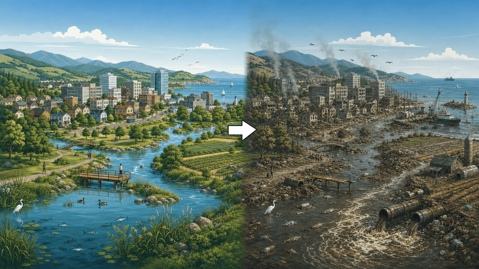 before and after pathway of Fuel Fires and Toxic Smoke
