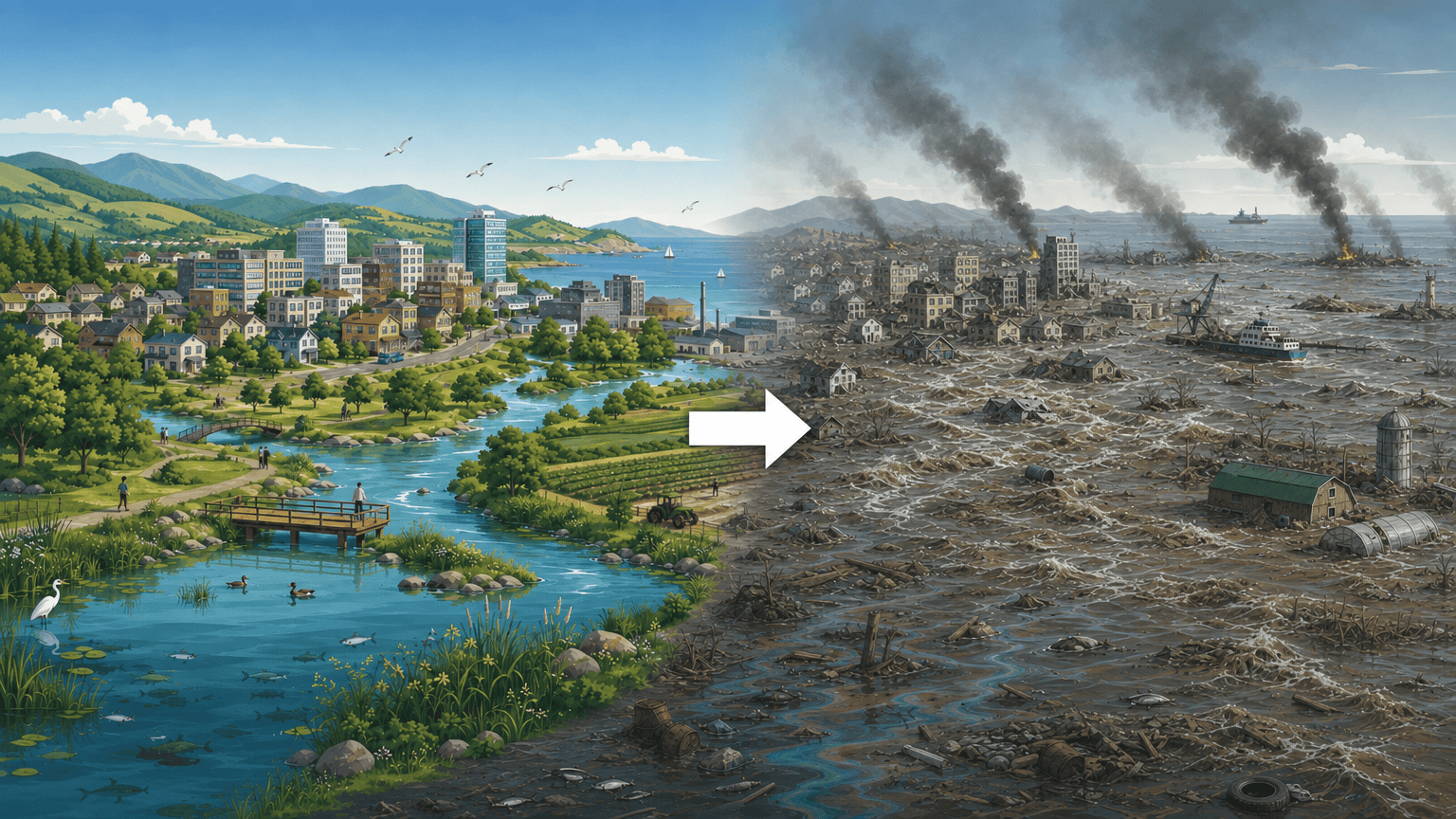 before and after pathway of Fuel Fires and Toxic Smoke