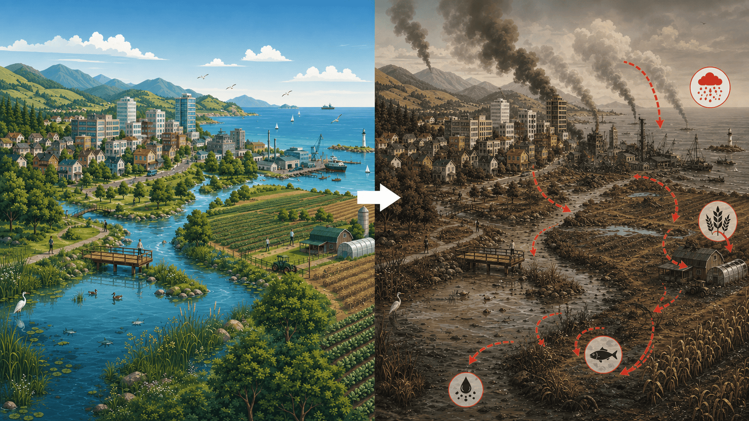 before and after pathway of Fuel Fires and Toxic Smoke
