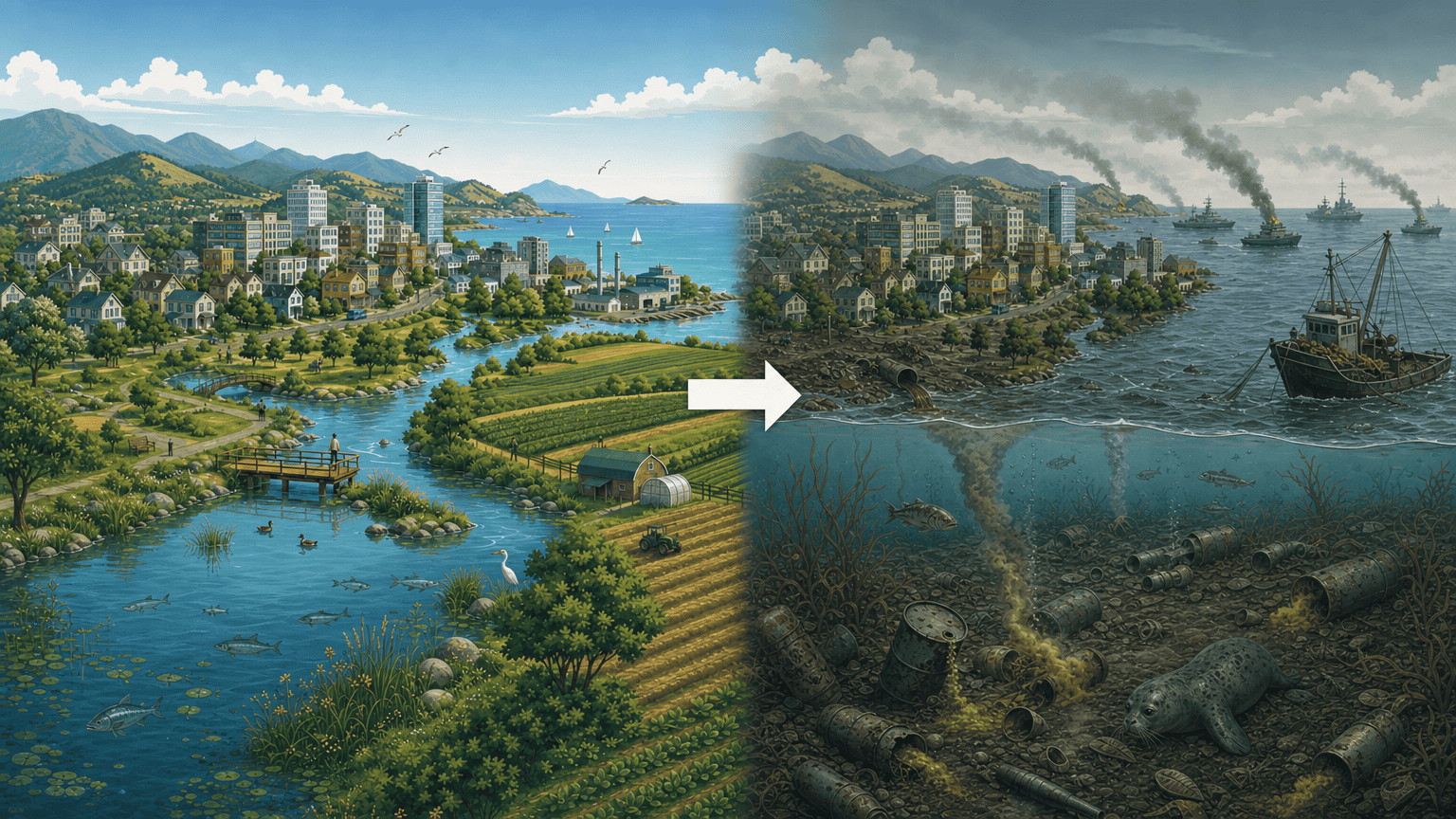 before and after pathway of Fuel Fires and Toxic Smoke