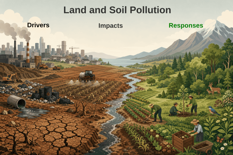 Land and soil pollution infographic