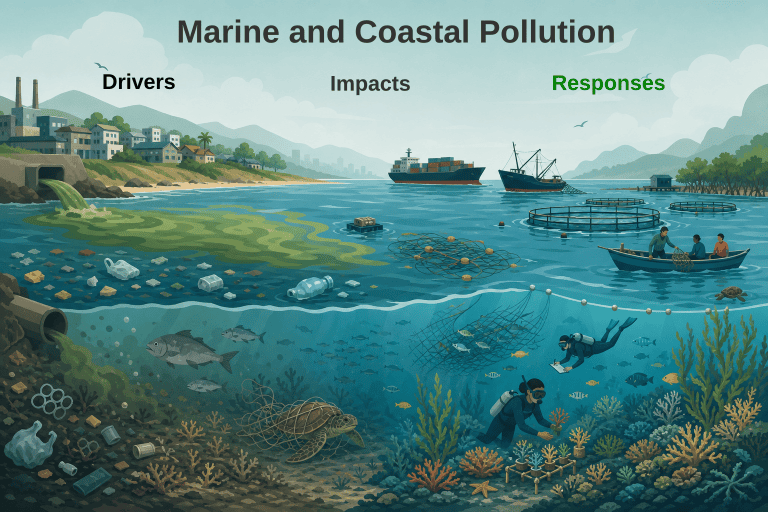 Marine and coastal pollution infographic